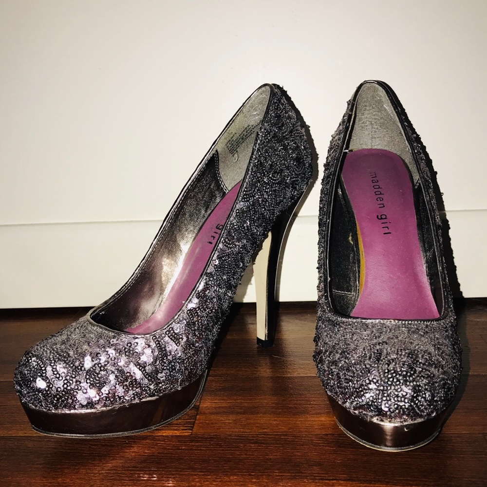 Madden Girl Silver Sequenced Heels